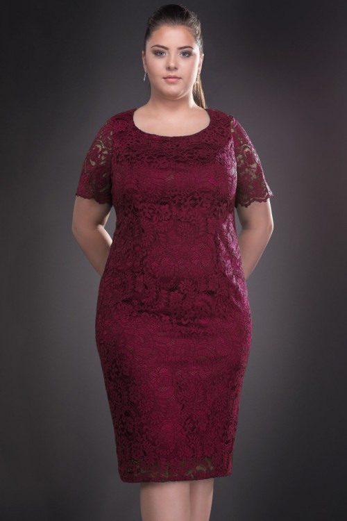 Rochie bordo din dantela Iulia