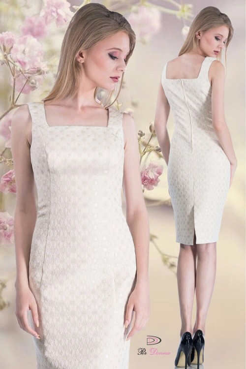Rochie alba din brocard Blanca