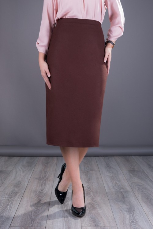 Fusta dama din stofa maro...