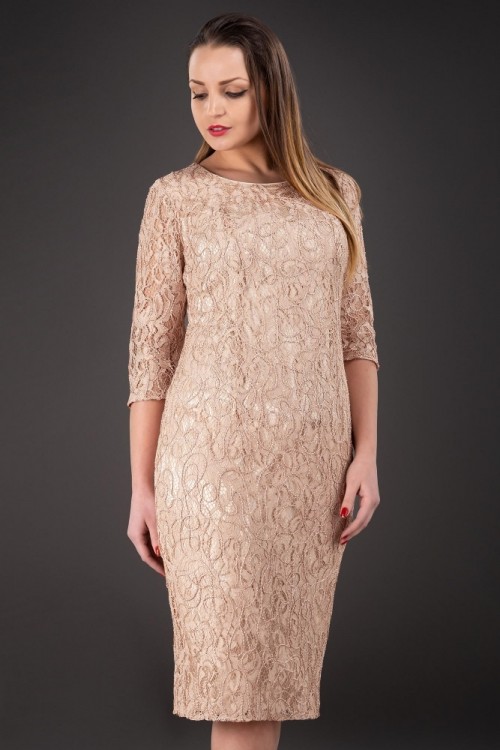 Rochie bej din dantela Marlo