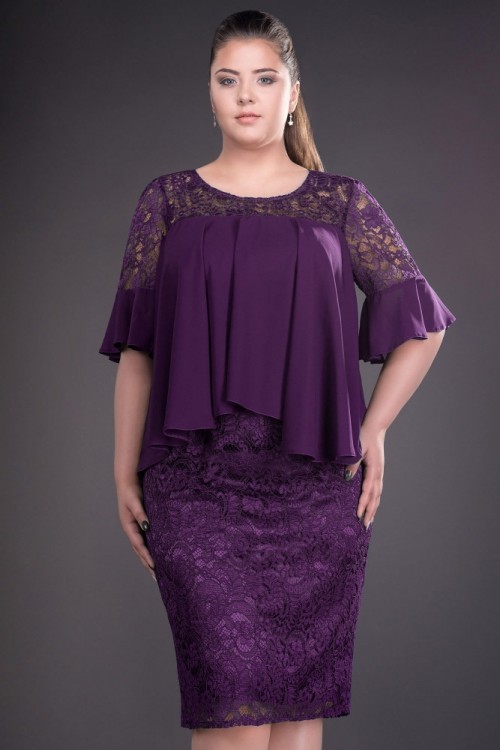 Rochie mov din dantela Sanda