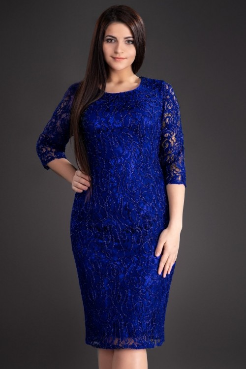 Rochie din dantela albastu...